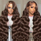 30 Inch Chocolate Brown Lace Front Wig 200 Density 13x6 HD Body Wave Human Hair Wig for Women with Baby Hair