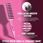 Candy Brush Curl Defining Vented Hair Brush for Effortlessly Blow Drying Detangling and Shaping and Styling, Airflow Wet Hair Brush for All Hair Types for Women and Men, Anti-Pull & Frizz, Pink