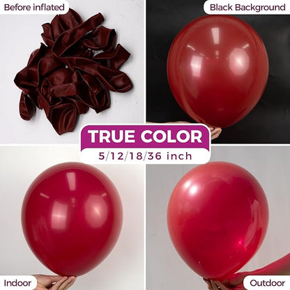 Bezente Burgundy Balloons Latex Party Balloons 100 Pack 12 inch | Dark Ruby - Image 2