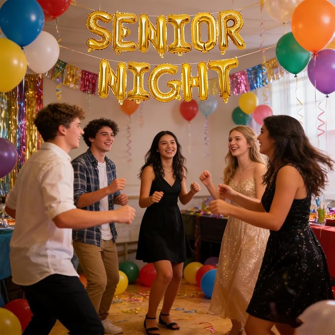 2 Set 22Pcs Gold SENIOR NIGHT Letter Balloons 16in Balloon Foil Letter - Image 8