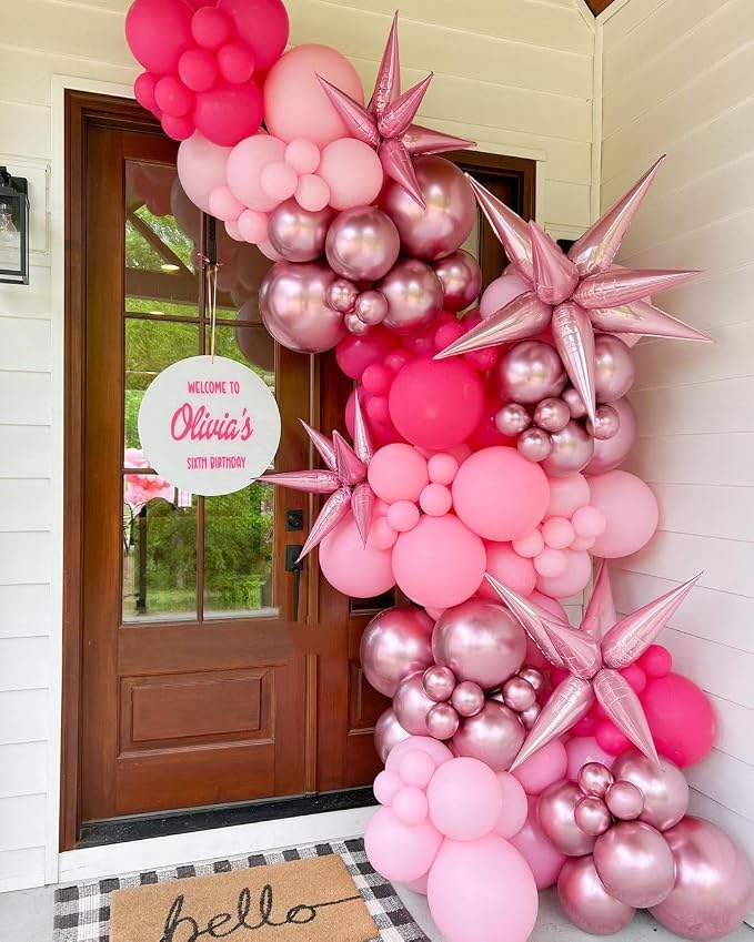 KBZVNAF Pink Latex Balloon Set 60 Packs 12 Inches | Metallic Chrome, Hot Pink - Image 3