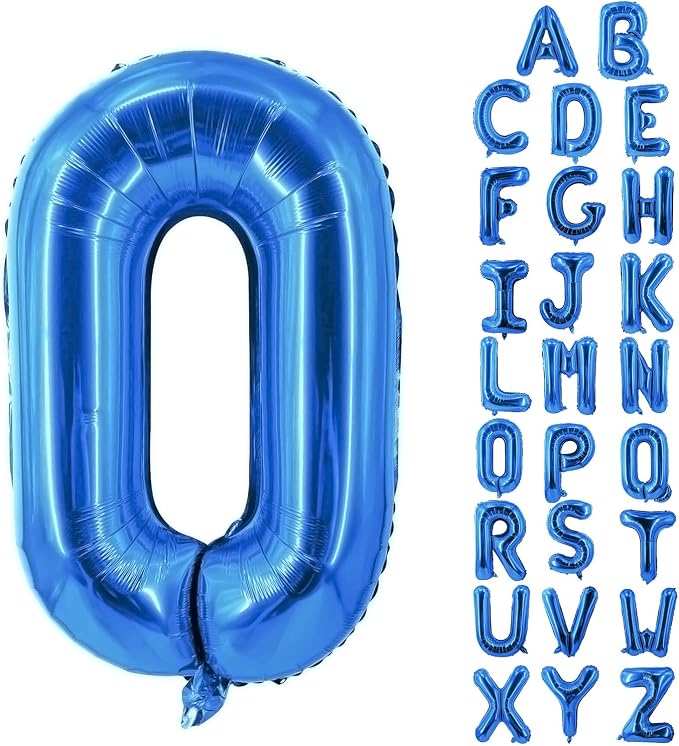 Letter Balloons 40 Inch Blue Giant Alphabet Balloons Letter O | Foil Mylar Big by YUNSHANGMO