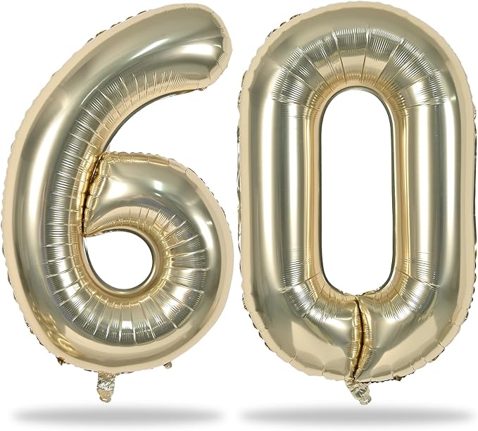60th Birthday Balloons Champagne Gold by Lingqiang