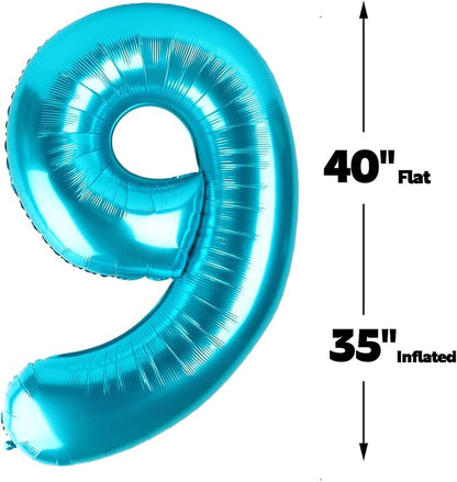 Blue Number 9 Balloon 40 inch, Balloon numbers party supplies, deco photo shoot - Image 3