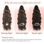 Claw Clip Ponytail Extension 18 Inch Curly Wavy Ponytail Extension Jaw Clip on Pony Tails Hairpiece for Women Fluffy Natural Synthetic for Daily Use (Dark Chestnut Brown)