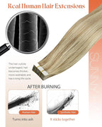 Sunny Hair Tape in Hair Extensions Real Human Hair Invisible Remy Hair Extensions Tape ins for Women Dark Blonde Highlights Light Blonde 24 inch 20Pcs 50G