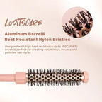 Small Round Hair Brush Pink - Boar Bristle&Nylon Mixed Bristles for Smoothing, Volumizing & Frizz Control - Mini Blow Dry Styling Brush for Fine Hair, Smooth Curls and Salon Blowout at Home