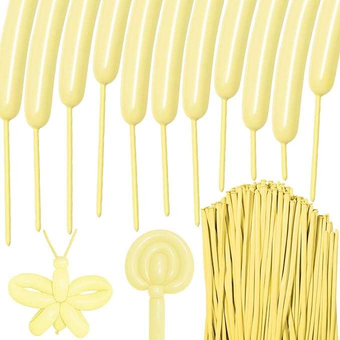 100Pcs Pastel Yellow 260 Balloons, Long Balloon by HYKJNBW