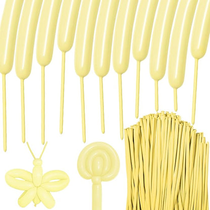 100Pcs Pastel Yellow 260 Balloons, Long Balloon by HYKJNBW
