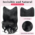 ALXNAN Clip in Hair Extensions, Black Long Wavy Hair Extensions for Women Clip Ins Soft Full Head Synthetic Hairpieces 20 Inch