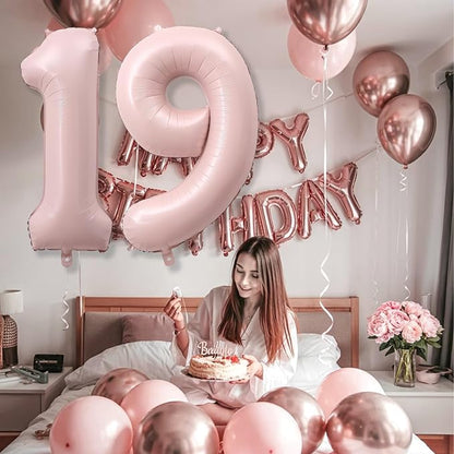 Pastel Pink 19 Balloon Number for Girls, Big Light Blush Pink Foil 1 & 9 Helium - Image 3