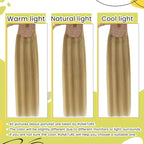 RUNATURE Ponytail Extension Human Hair, Blonde Real Hair Ponytail Extension, Wrap Around Human Hair Ponytail, Daily Wearing, Easy to Install, 18 Inch 80g #16P24 Golden Blonde Highlights
