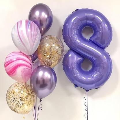 40 Inch Purple Number Balloons, Giant Self Inflating Foil Girls 5th Birthday - Image 5