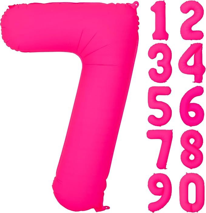 40IN Fluorescent Pink Number 7 Balloons Glow In The Dark Pink Balloon | by YOIOZAIZAI