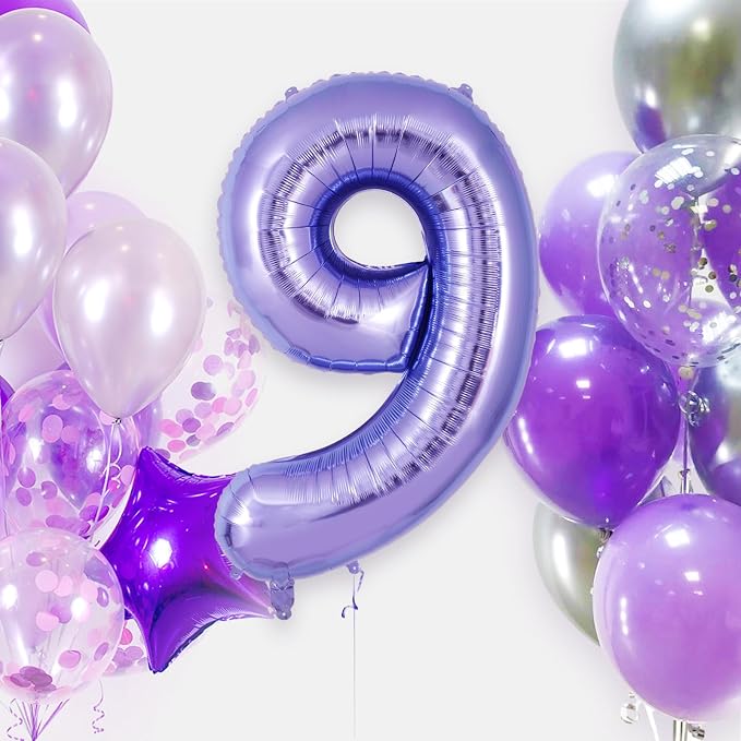 Purple Number 9 Balloon 40 Inch, Big Large Foil Helium Number Balloons - Image 2