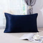 SLPBABY 100% Natural Pure Silk Pillowcase for Hair and Skin, Both Side 19 Momme Silk, Luxury Smooth Satin Pillowcase Cover with Hidden Zipper (Standard(20''x26''), Navy Blue)
