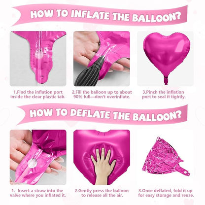 Pastel Pink Heart Balloons, 18 Inch Light Pink Rose Red Foil Balloons Helium - Image 6