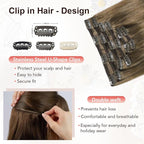 XDhair Clip in Hair Extensions Human Hair,120g 22 Inch Ash Brown Clip in Hair Extensions Straight Remy Hair for Women 6 Pieces (#8,22Inch)