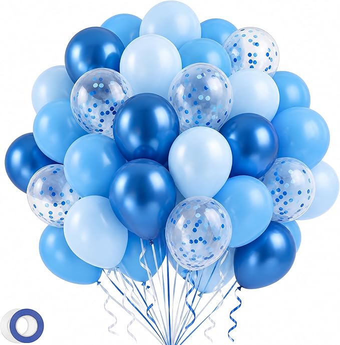 LovesTown Baby Blue and White Balloons, 12 Inch | Confetti balloons, soft color by Lovestown