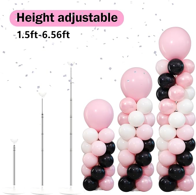 2 Sets Pink Black White Balloon Column Stand Kit - Image 6