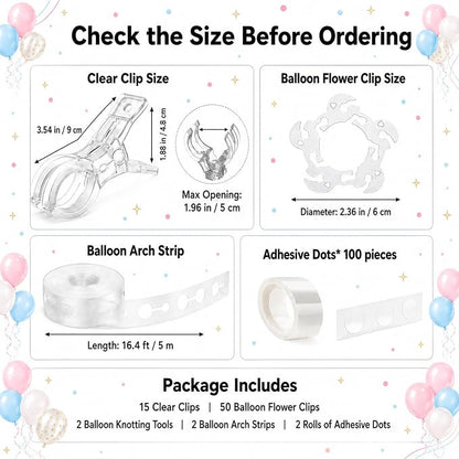 15 Pack Balloon Arch Clips, 3.5" Clear Spring Clamps - Image 3