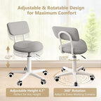 Ergonomic Esthetician Stool Chair with Back Support for Salon, Swivel Rolling Stool Height-Adjustable for Clinic Dentist Spa, Home Office, Drafting Work Task Chair