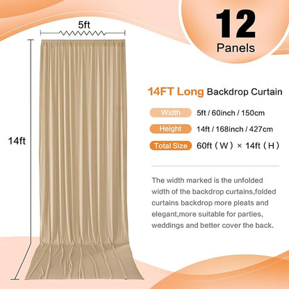 60ft×14ft Long Champagne Backdrop Curtain - Image 2