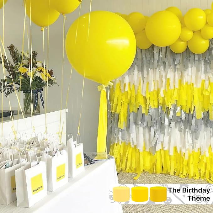 PartyWoo Yellow Crepe Paper Streamers 6pcs 492 FT Yellow Streamers | Easter - Image 2