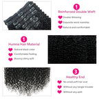 Curly Clip in Hair Extensions for Black Women Brazilian Virgin Human Hair Clip in Extensions 8Pcs Kinky Curly Clip ins Human Hair with 18Clips Double Lace Weft 120g 22inch Natural Black