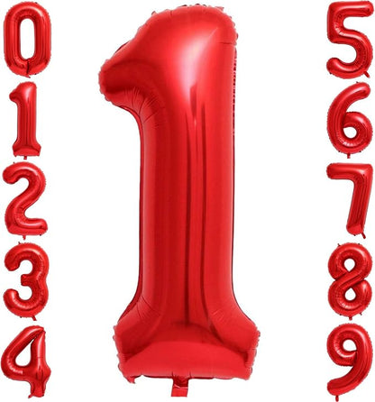 Red 1 Number Balloons, 40 Inch 1 Balloons Foil Mylar Helium Big Red 1 Balloon by BBPOOL