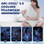 Elegear Cooling Pillow Cases for Hot Sleepers, Clean Fabric Silver Infused Cooling Pillowcase Q-Max>0.5, Soft Pillow Cases for Hair & Skin, Zipper Pillow Cases Set of 2 Gray (Standard, 20'' x 26'')