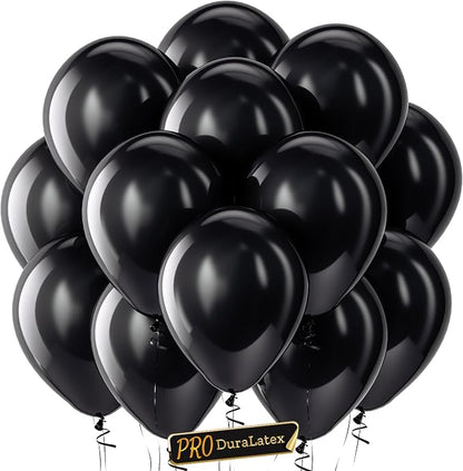 Pro Duralatex Black Extra-Thick Balloons 100 Pack 12 inch | Black Balloons by Bezente