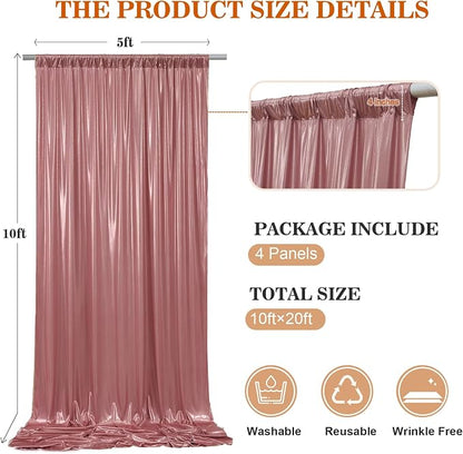 20x10ft Thick Rose Gold Glitter Backdrop Curtain Panels - Image 5