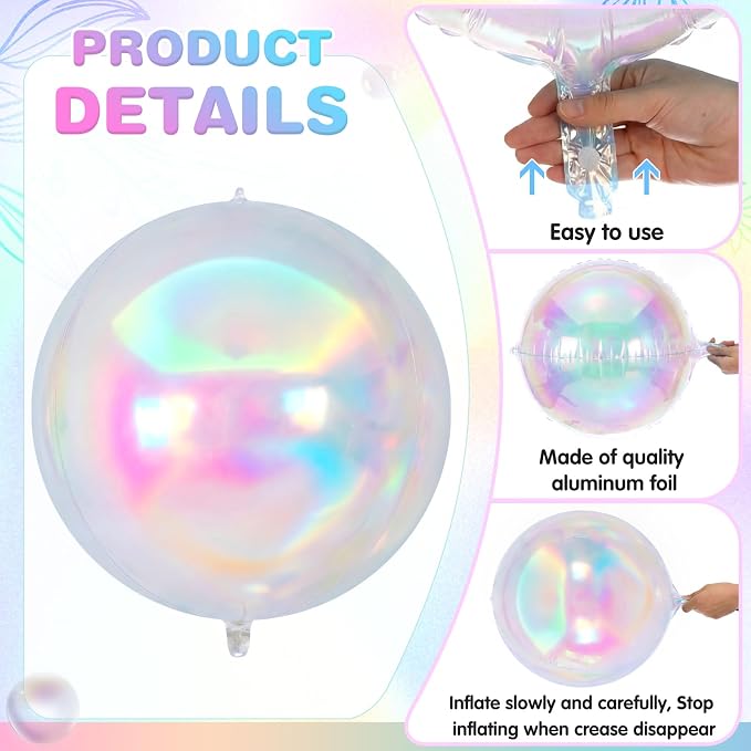 Jenaai 30 Set Iridescent Foil Balloons Bulk 22 Inch 4d Metallic Giant Balloons - Image 4