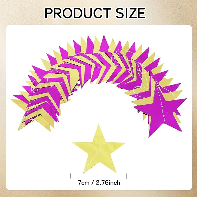 BEISHIDA Purple Gold Glitter Star Garland Decor Twinkle Star Banner Backdrop - Image 2