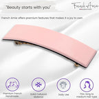 French Amie Fine 1" Wide Rectangular Celluloid Handmade Blush Pink Automatic Hair Barrettes for Women French Hair Clips