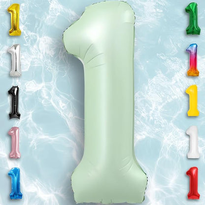 Green Number Balloon 1 Mylar Foil Balloons 32 inch - Image 6
