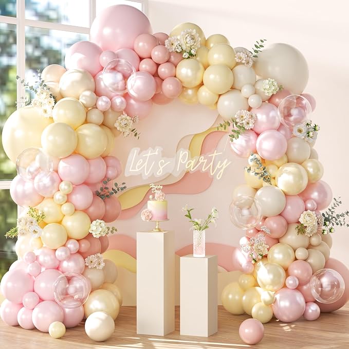Pink and Yellow Balloon Arch Kit by NUTTYBASH