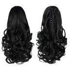 Ponytail Extension, Clip on Ponytails for Women, 12" Claw Clip in Short Curly Wavy Pony Hair Extension for Women - Natural Black