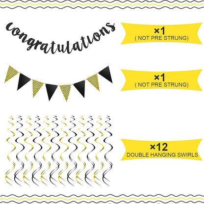 Outus Pre-strung Glitter Congratulations Banner Triangle Flag Banner - Image 2