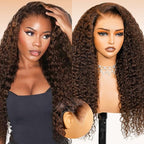 Arabella Chocolate Brown Lace Front Wigs Human Hair 13x6 Deep Wave Lace Front Wigs Human Hair Colored Deep Curly HD Lace Frontal Wigs for Women Pre Plucked with Natural Hairline 22 Inch