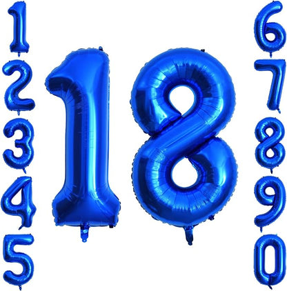 Navy Blue Number 18 Balloon 40 Inch, Shiny Foil Adulthood Party Supplies | by Unknown