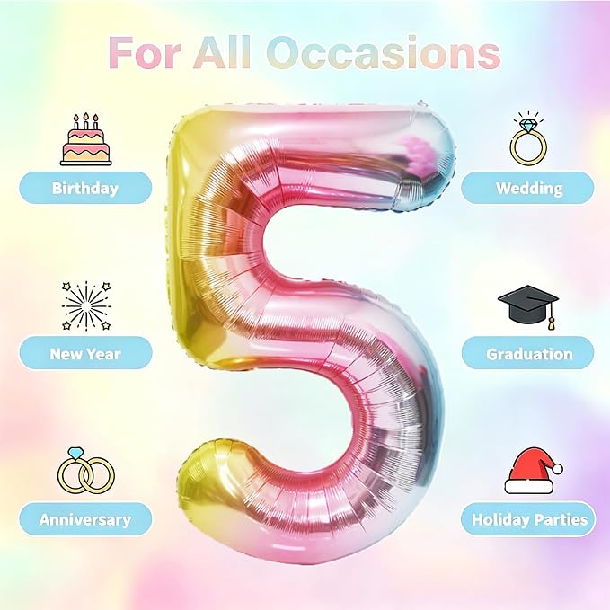 Rainbow Number Balloons Birthday Balloons - Image 5