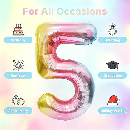 Rainbow Number Balloons Birthday Balloons - Image 5