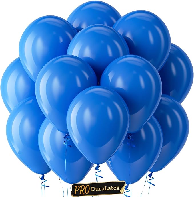 Pro Duralatex Royal Blue Extra-Thick Balloons 100 Pack 12 inch | Matte Dark by Bezente