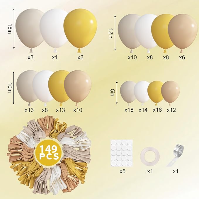 Ouddy Party 149Pcs Mustard Yellow Balloon Arch Garland Kit 18 12 10 5 Inch | - Image 3