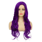 Baruisi Long Curly Wavy Purple Wigs for Women Side Part Natural Looking Cosplay Synthetic Heat Resistant Replacement Wig