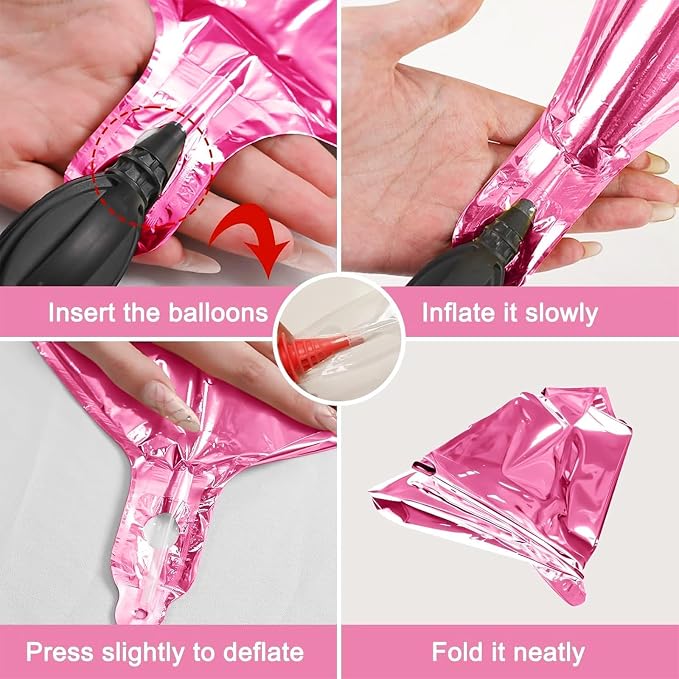 12Pcs Pink Round Foil Balloons, Metallic Pink Foil Balloon - Image 8