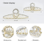 2Pcs Gold Rhinestone Hair Claw Clips, Large Metal Hair Claw Clips for Thick Hair, Strong Hold Non Slip Gold Claw Clips & Rhinestone Hair Claw Clip for Women, Hair Accessories for Women Girls