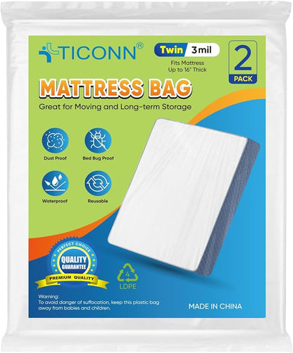 TICONN 2PK Plastic Mattress Bag by TICONN